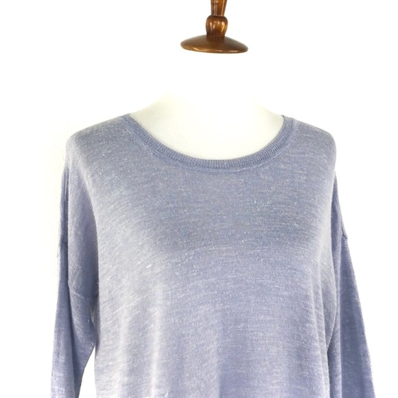 J. Crew Blue Wool Linen Blend Crew Neck Sweater, Small - Picture 2 of 7